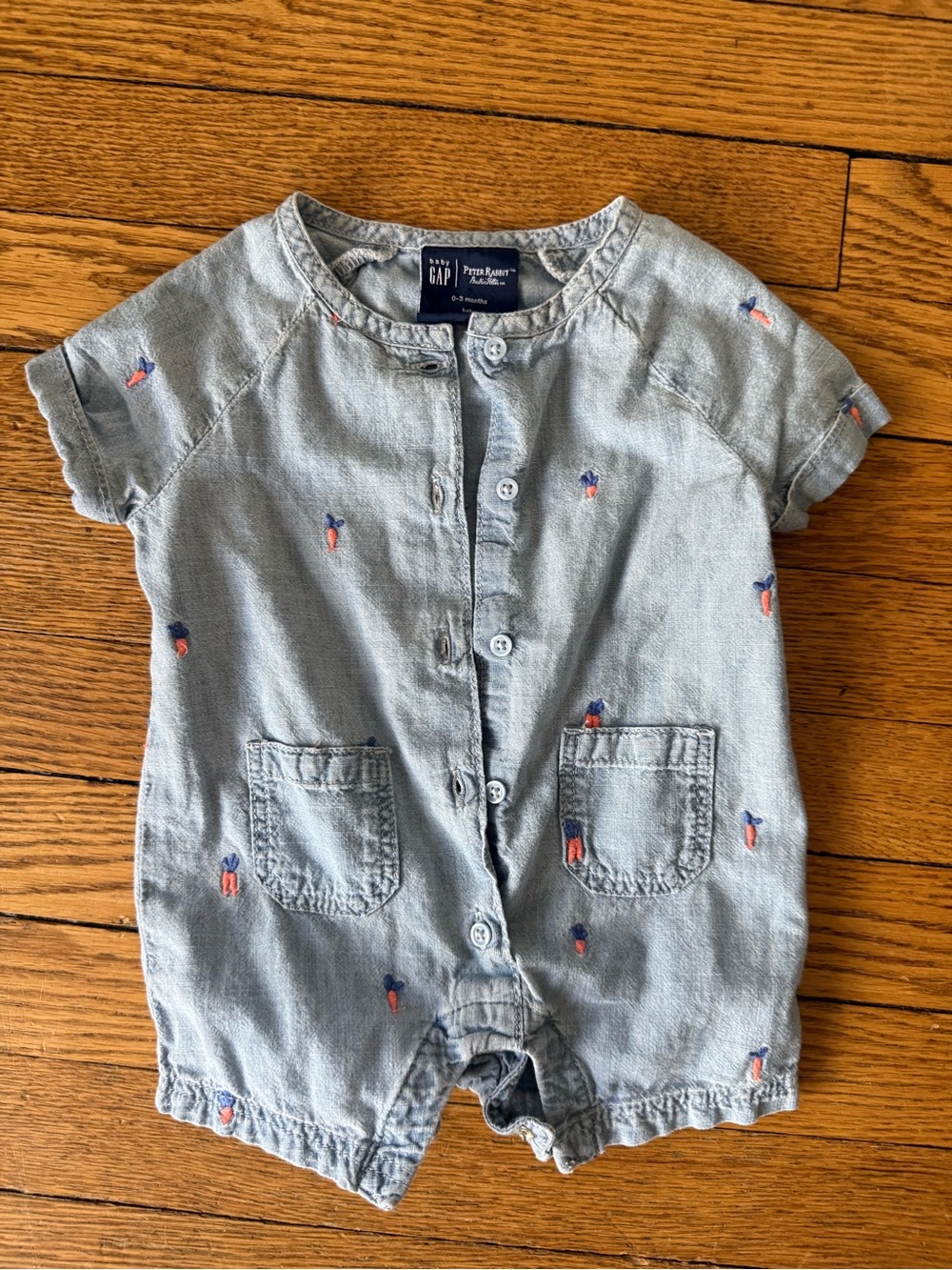 GAP Baby x Peter Rabbit Chambray Romper - Size 0-3 Months